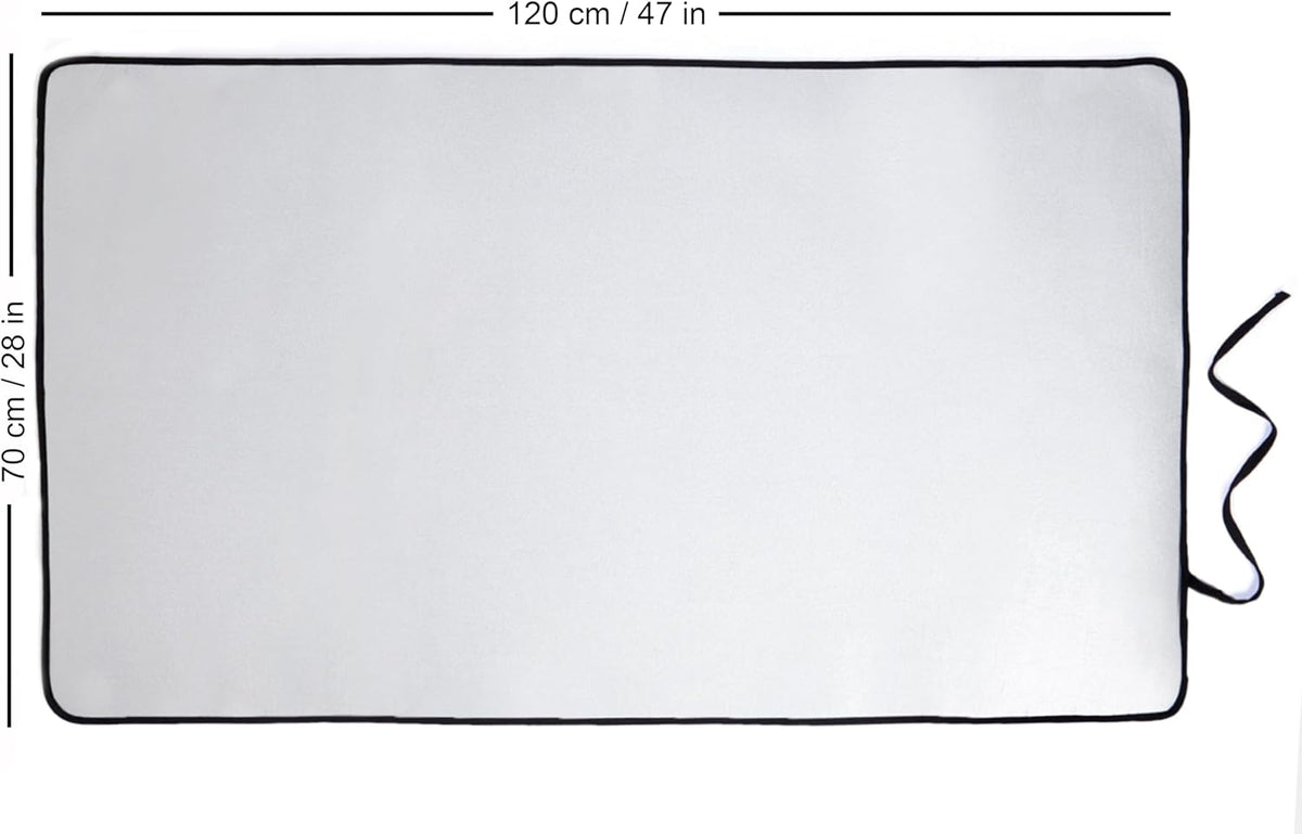 Encasa XO Ironing Mat/Pad - Metallic Silver (Large 48"x28") with 5mm Foam Padding & Silicone Iron