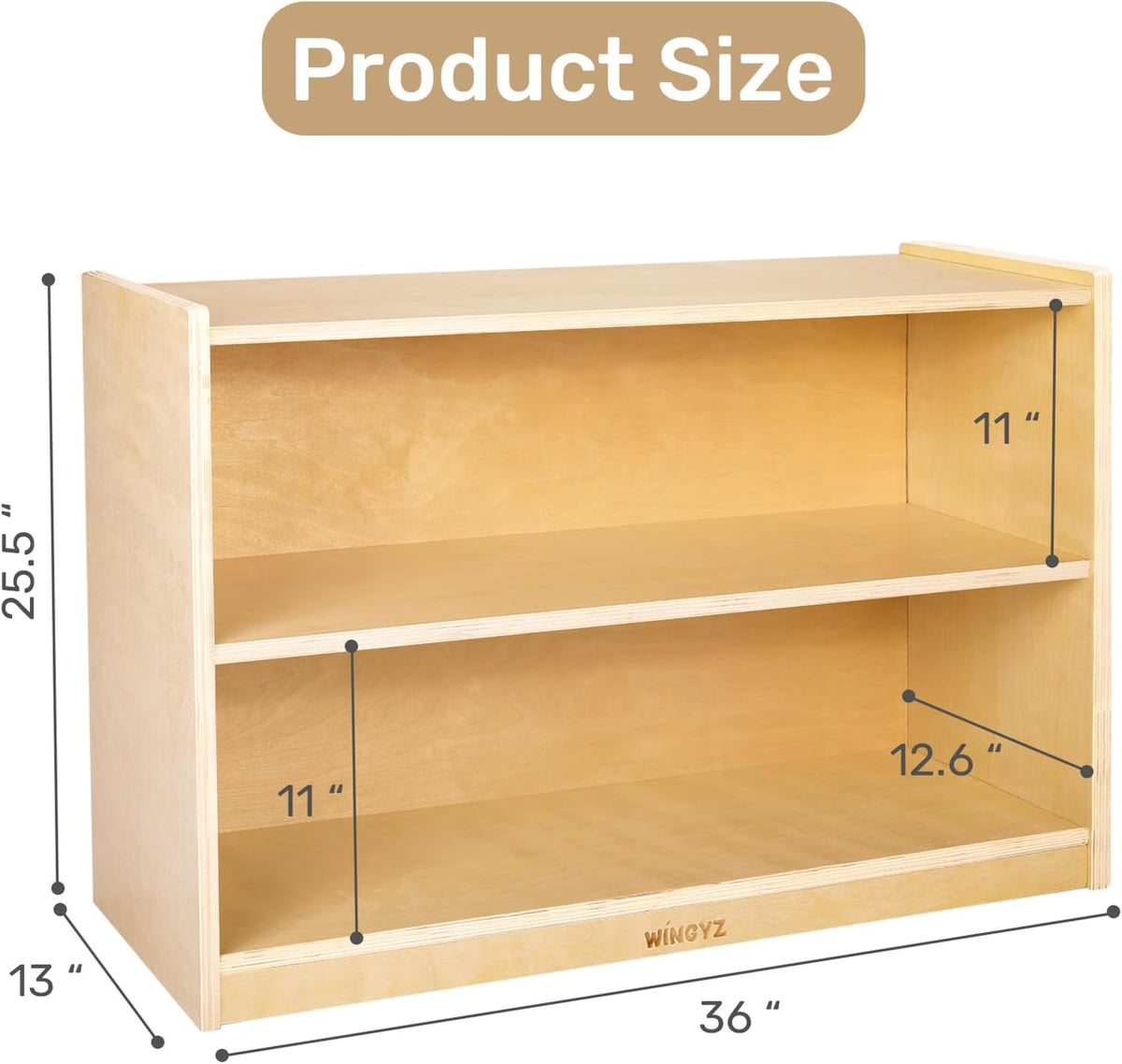 wingyz Wooden Storage Cabinet, 2-Tier Kids Toy Storage Organizer, Spacious Montessori Kids
