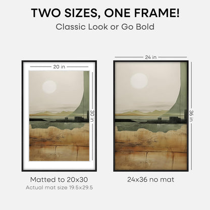 Homeforia 24x36 Black Wood Frame, High End Oak 24x36 Large Wooden Poster Frames with Mat 20x30 inch