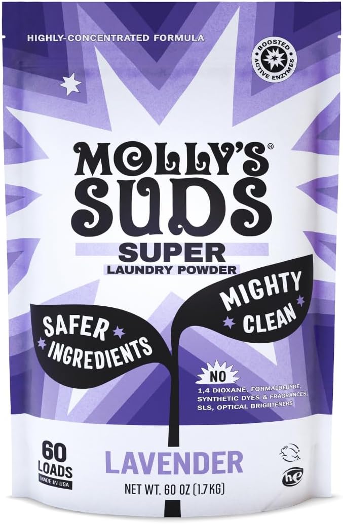 Molly's Suds Super Powder Detergent | Extra Strength Laundry Soap, Stain Fighting | Sensitive Skin