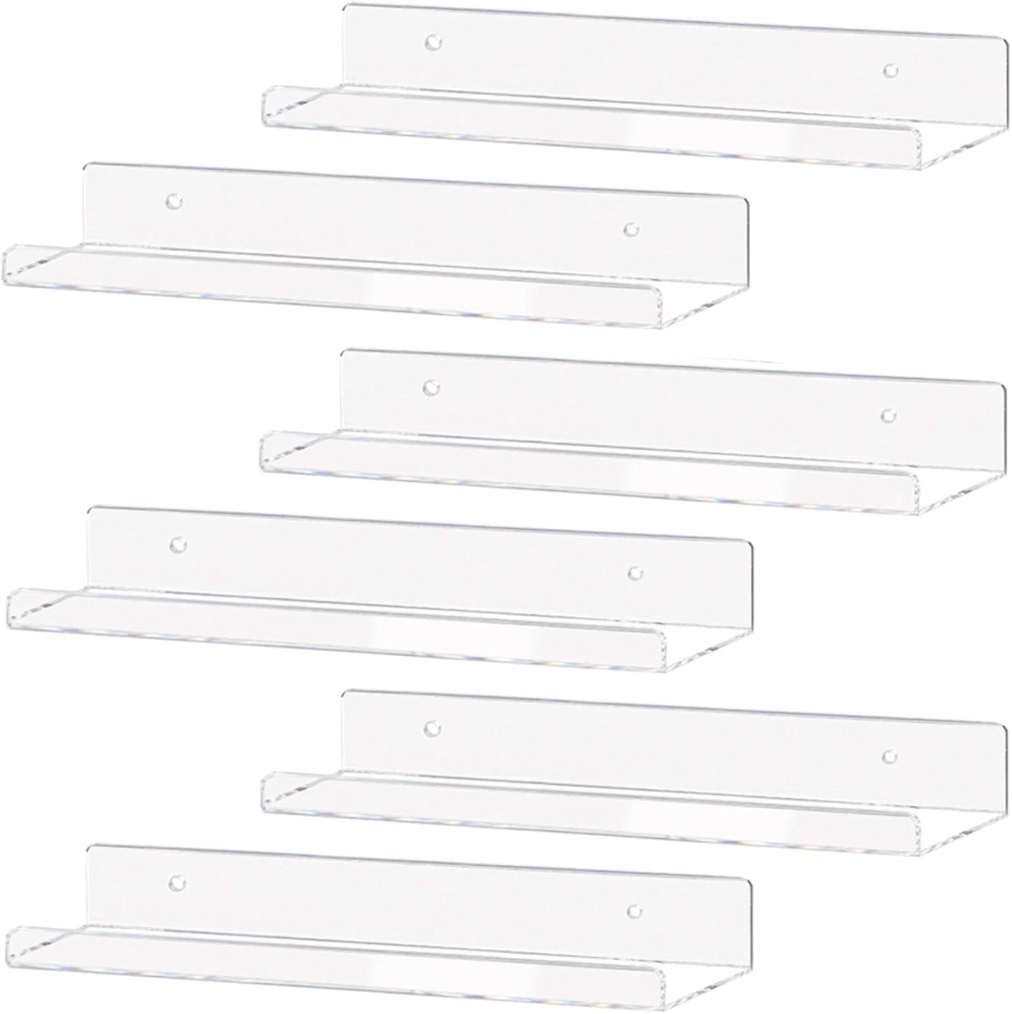 Weiai Clear Acrylic Shelf 15" Invisible Floating Wall Ledge Bookshelf, Kids Book Display Shelves