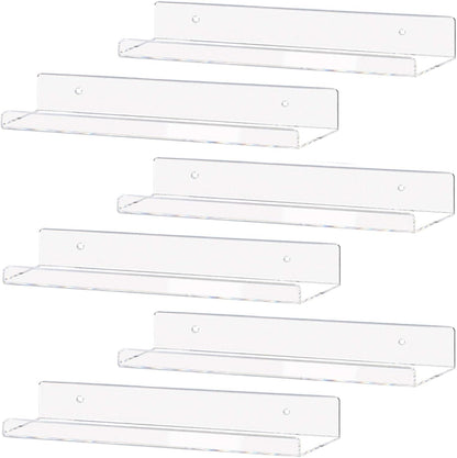 Weiai Clear Acrylic Shelf 15" Invisible Floating Wall Ledge Bookshelf, Kids Book Display Shelves