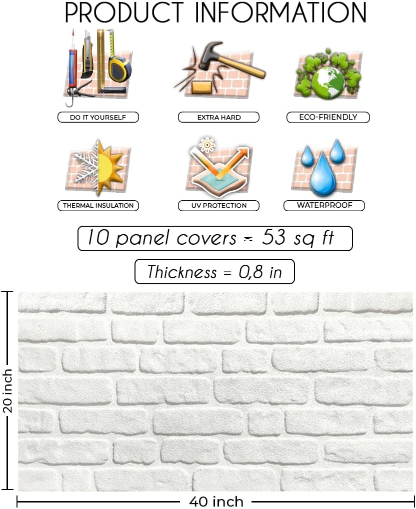 IZODEKOR 3D Stone Effect Wall Panels - Faux Stone Paneling for Living Room, Kitchen, Bathroom and