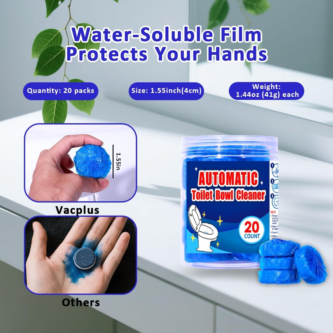 coldchill Toilet Bowl Cleaners 20 PACK, Long-Lasting Toilet Bowl Cleaner Tablets with