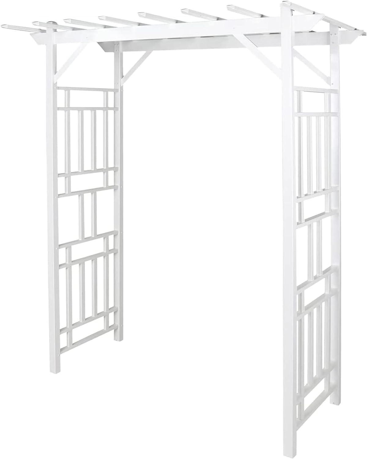 Dura-Trel Wellington Arbor, Vinyl Garden Archway for Outdoors, White, 72" x 85" - Backyard