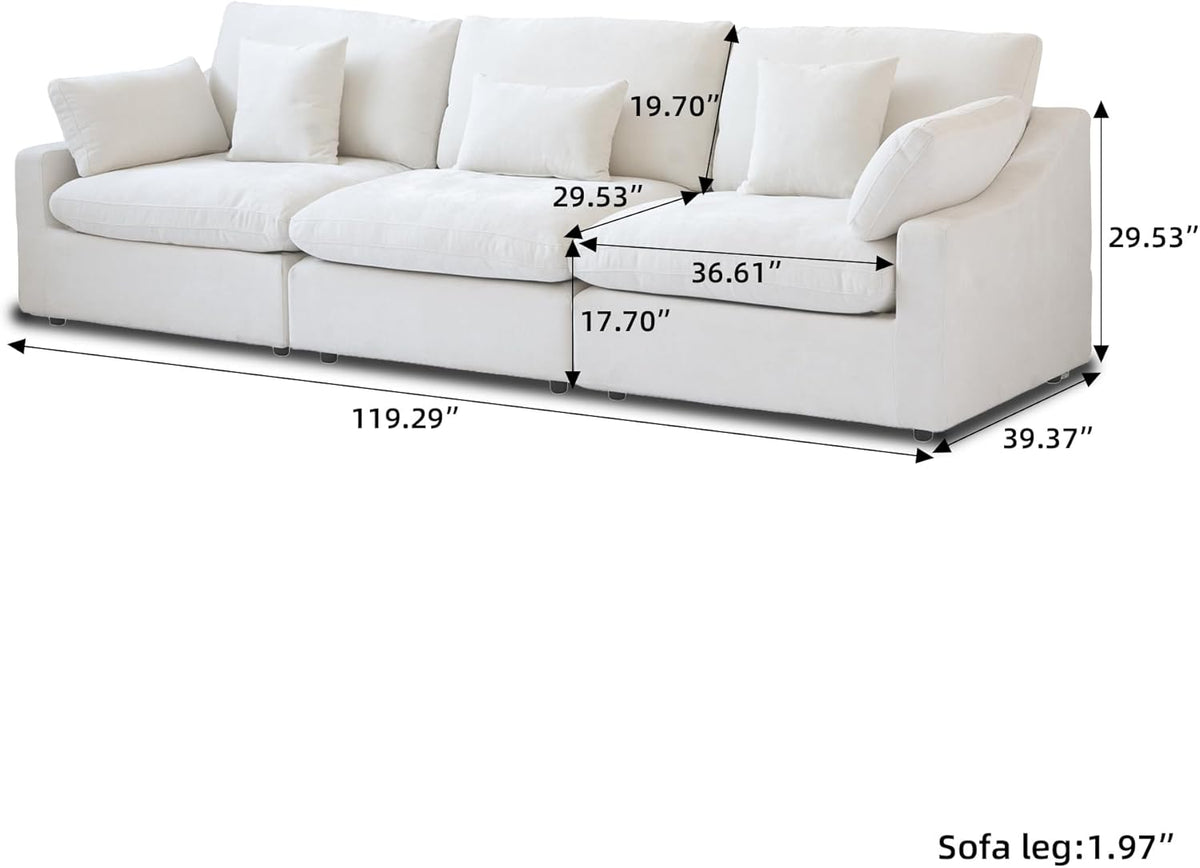 JACH U Shaped Sectional Couches, Cloud Sectional Couch with Deep Seat, 119" Down Filled Modular