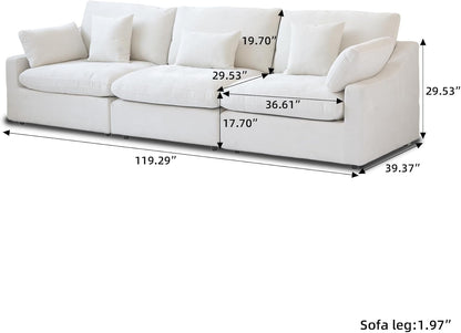 JACH U Shaped Sectional Couches, Cloud Sectional Couch with Deep Seat, 119" Down Filled Modular