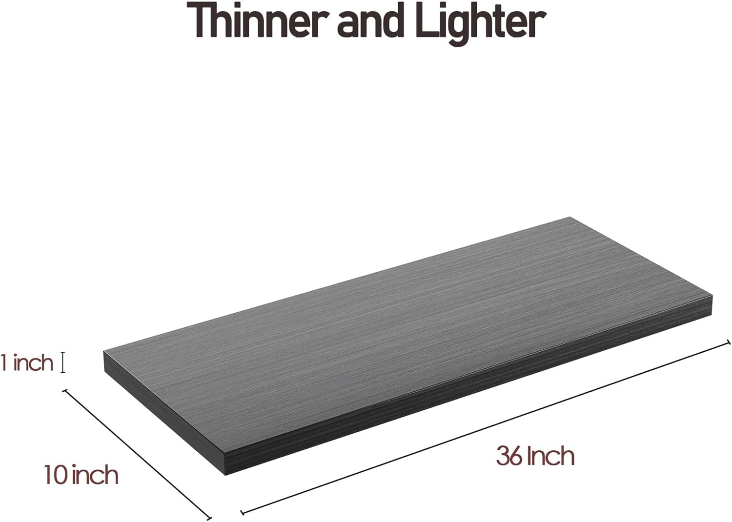 Wall Shelf Set of 2,Dark Wood Floating Shelves 36 in W x 10 in D x 1 in H, Wooden Floating Wall