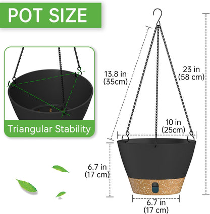 ZMTECH 10 Inch Hanging Planters for Outdoor Plants, Hanging Pots for Plants Indoor with Visible