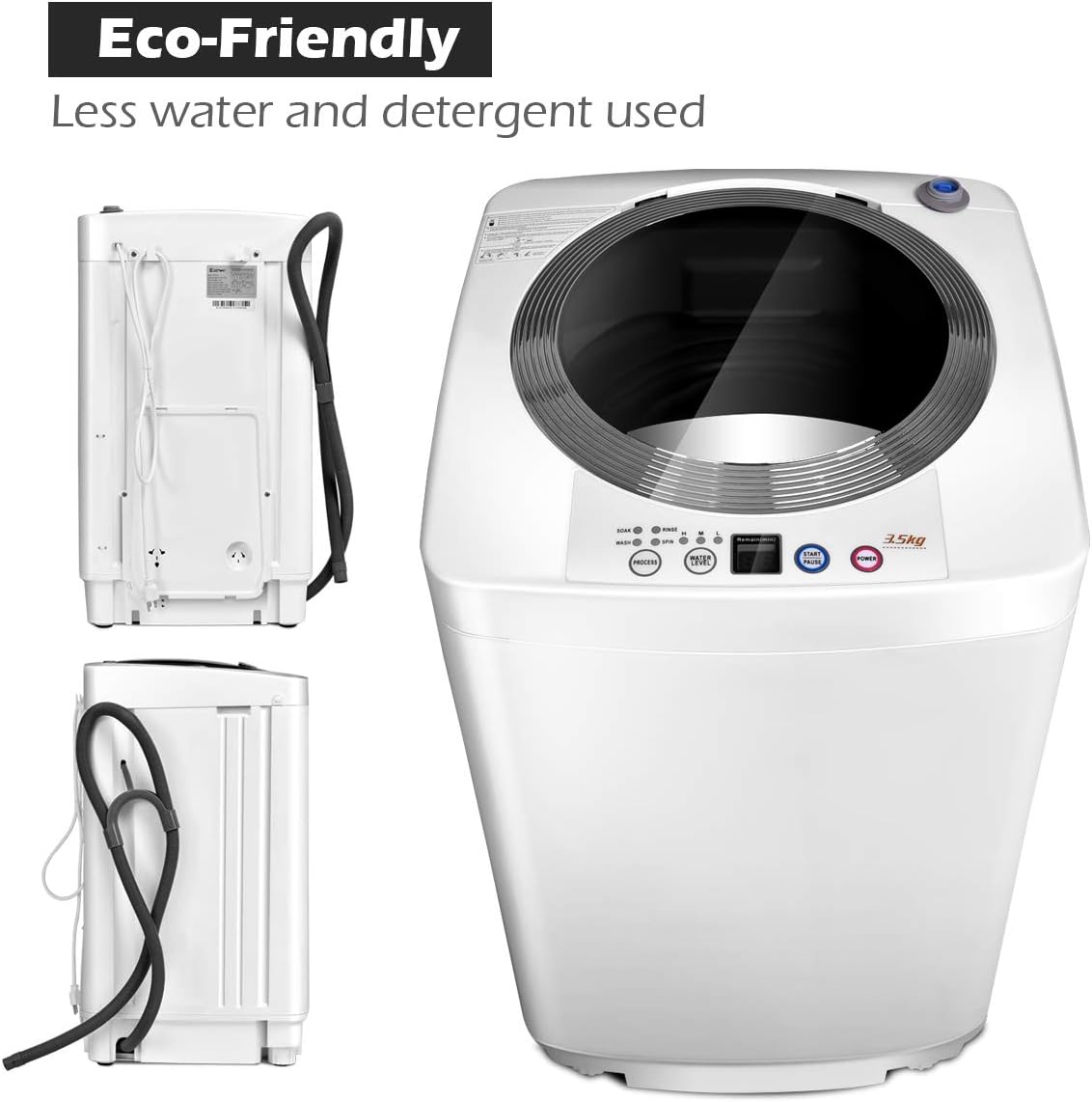 Giantex Portable Washing Machine, Full Automatic Washer and Dryer Combo, with Built-in Pump Drain 8