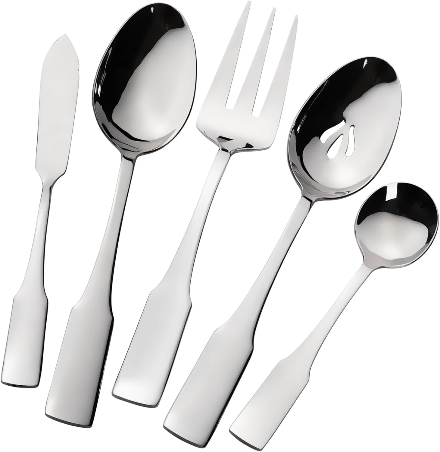 Alata Kate 65-Piece Silverware With Utensil-Serving Set, Service for 12, Stainless Steel Flatware