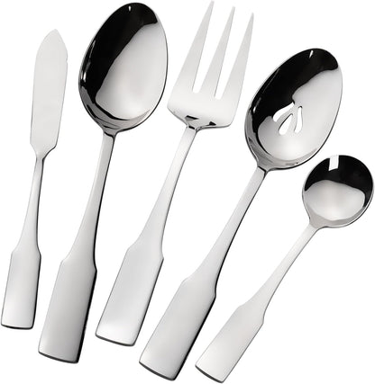 Alata Kate 65-Piece Silverware With Utensil-Serving Set, Service for 12, Stainless Steel Flatware