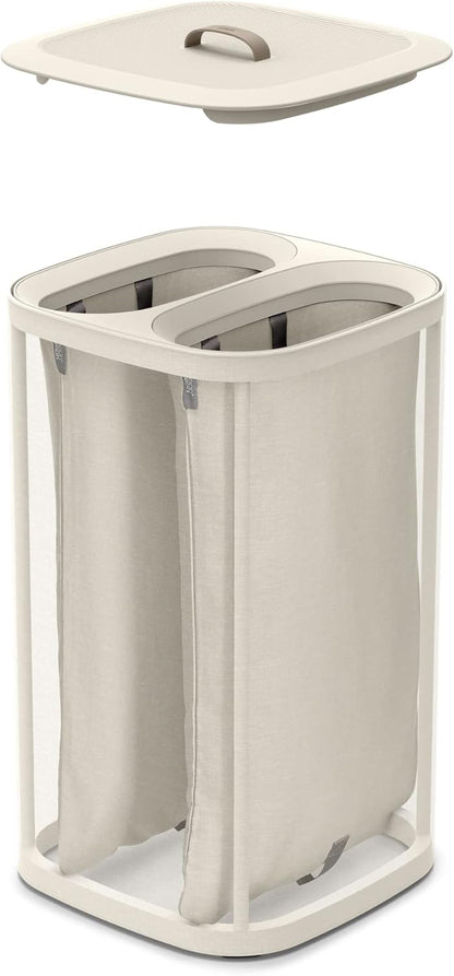Joseph Joseph Tota 60 liter/15.8 gallon Laundry Hamper Separation Basket with lid, 2 Removable