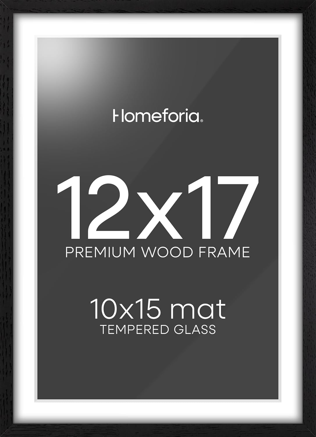 Homeforia 12x17 Picture Frame Black Wood, High End Oak 12x17 Poster Frames with Mat 10x15 Photo, 12