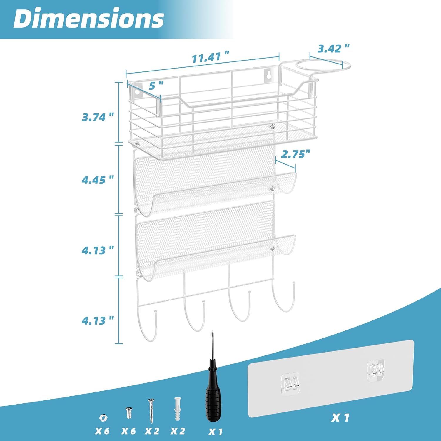 VITVITI Metal Hair Tool Organizer Wall Mount, Hair Dryer Holder with 3 Tier Shelf Basket Hooks