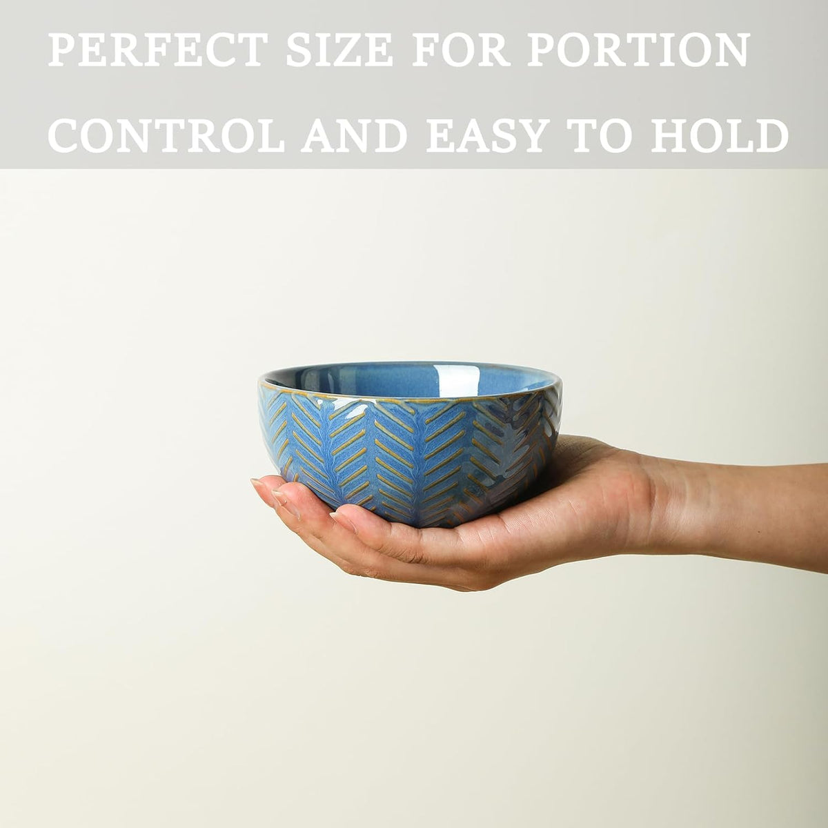 Sureasy Ceramic Ice Cream Bowls Set of 4-12 oz Blue Small Dessert Bowls for Kitchen, Perfect for