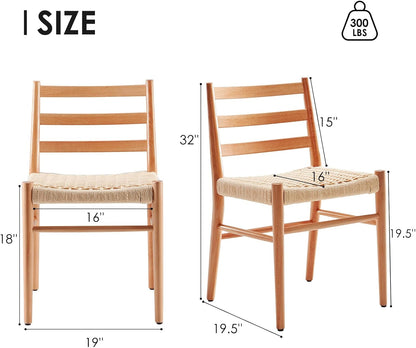 STARY Wood Rattan Dining Room Chairs with Comfortable Woven Seat,Fully-Assembled