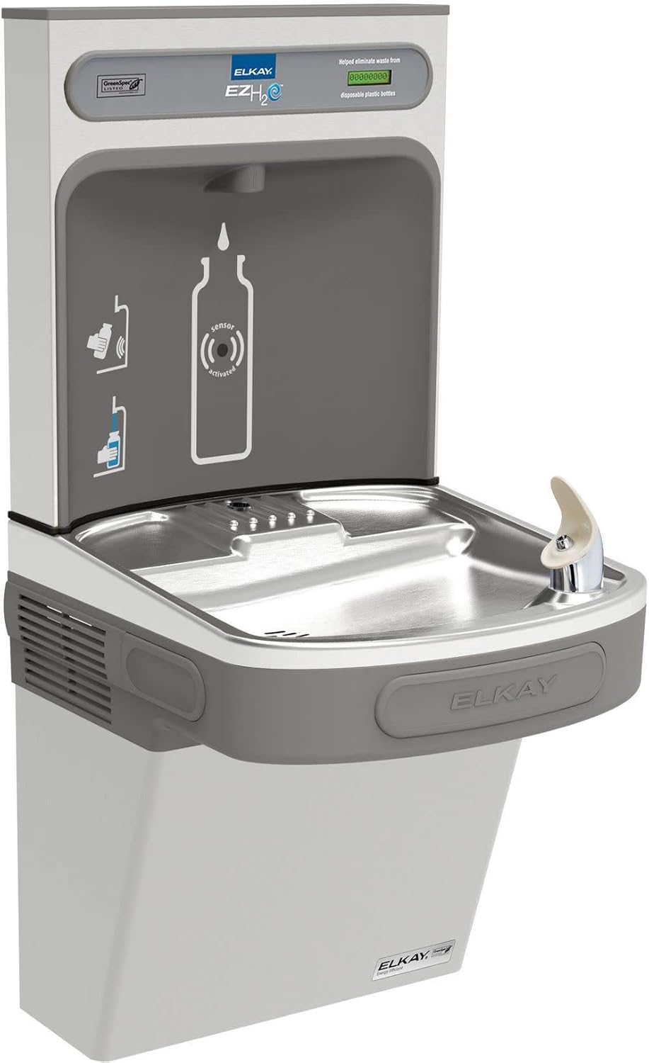 Elkay EZSG8WSK EZH20 18-3/8" Wall Mounted Single Station Hands Free Bottle Filler Combo with Cooler