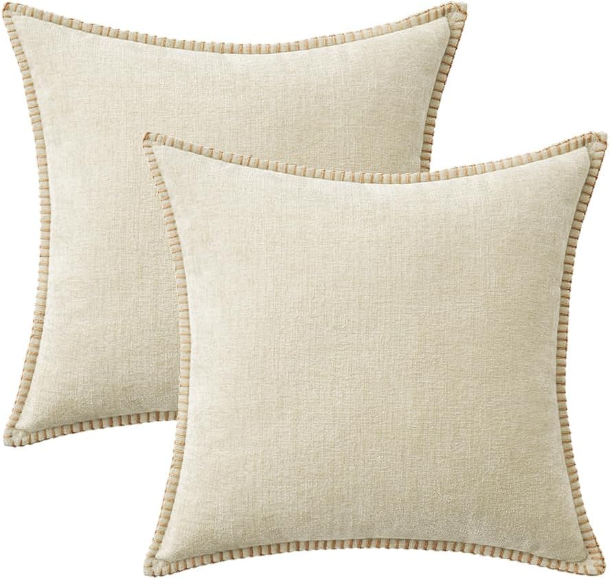 MIULEE Pack of 2 Christmas Pillow Covers 18x18 Inch Cream White Farmhouse Decorative Throw Pillow