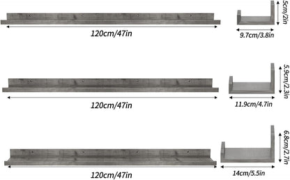 Giftgarden 47 Inch Gray Floating Shelves for Wall Mount, Grey Wood Wall Shelf Ledge for Bathroom