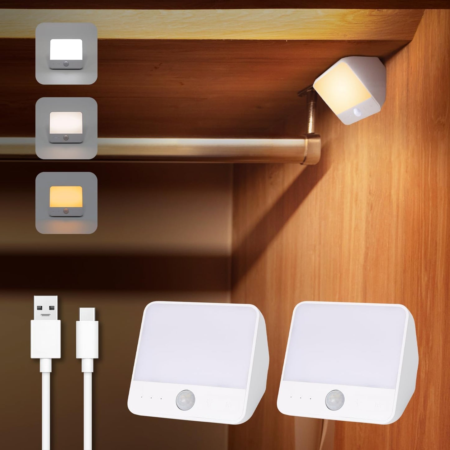 Motion Sensor Light Indoor Rechargeable, Battery Night Light 2000mAh, Motion Activated Night Lights