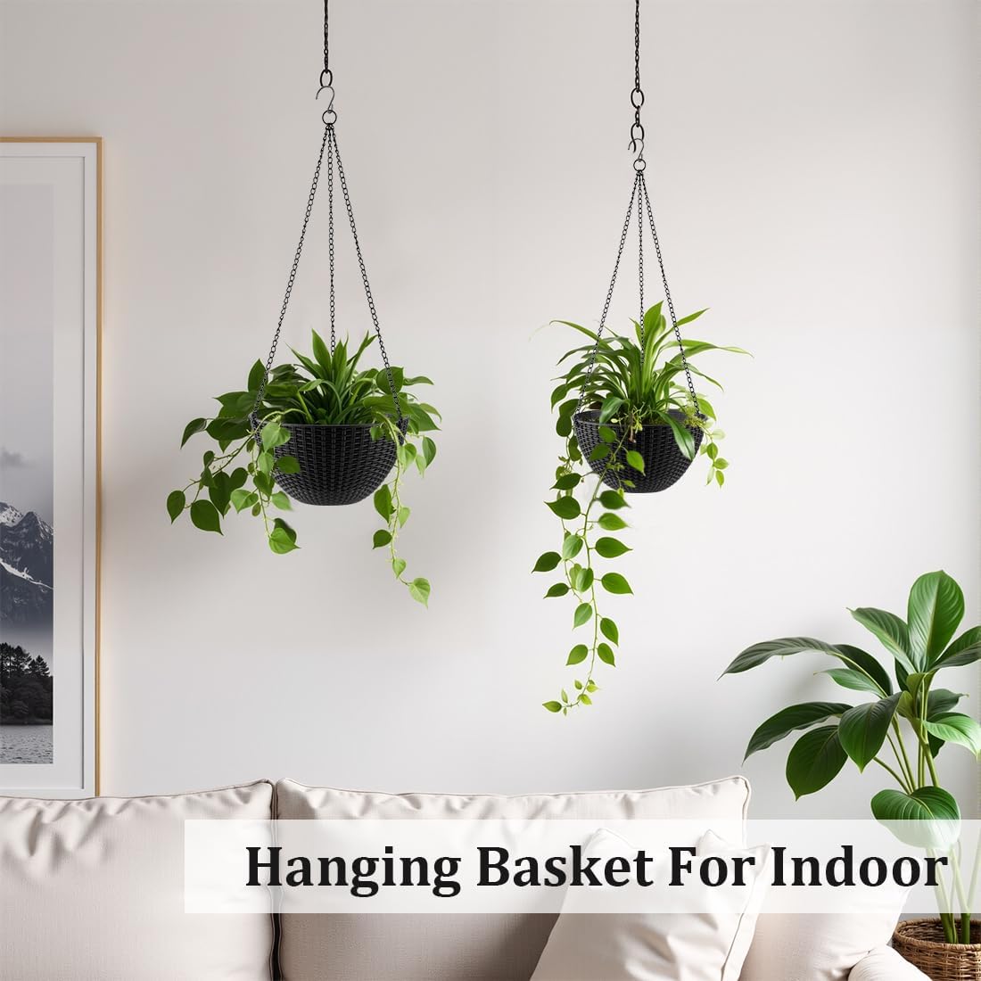 Hanging Planters for Indoor Outdoor Plants 8/10 Inch, 4 Packs Plant Hanger with Drainage Holes