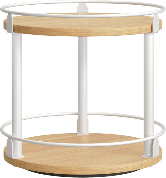 Lazy Susan Organizer, Rotating Spice Rack, 2 Tier Spice Turntable Organizer, Industrial Turntable