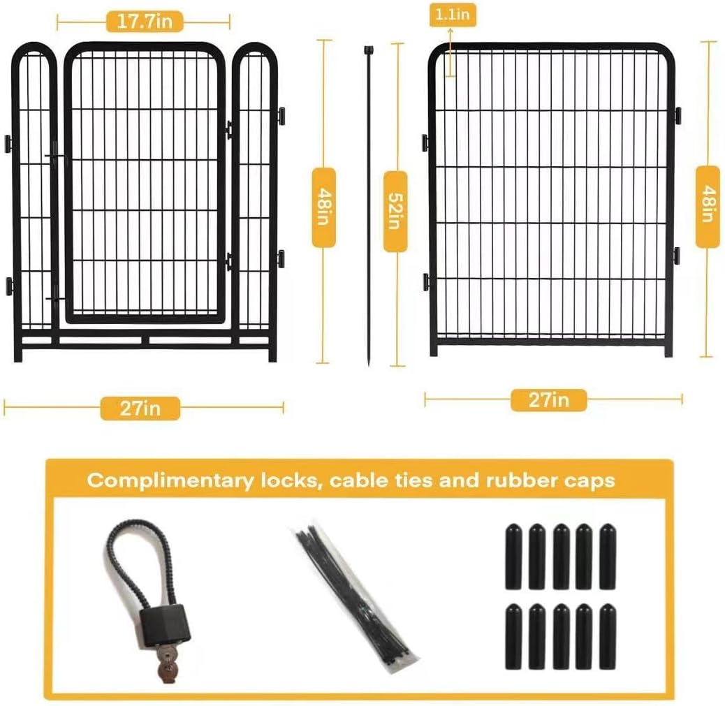 Dog Playpen 48 inch(H) 4 Panels Dog Fence Outdoor for Yard. Metal Dog Pen Heavy Duty Pet Puppy