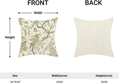 CXMEIFLY Spring Floral Birds Pillow Covers 24 x 24 Inch Set of 2 for Chinoiserie Flowers Decor