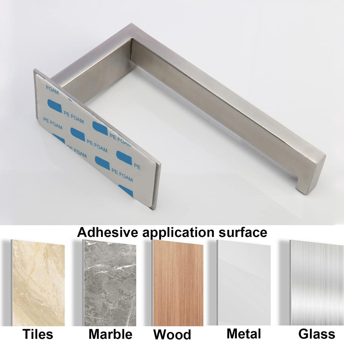 Toilet Paper Holder, Self Adhesive Tissue Holder Stainless Steel Rustproof Paper Roll Holder, No