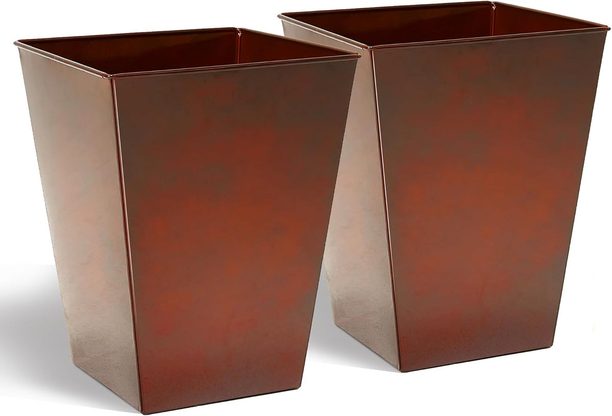 KOL 18''H. Bright Glazed Planter with Drainage Hole, Set of 2, Galvanized Steel Planter Pots for