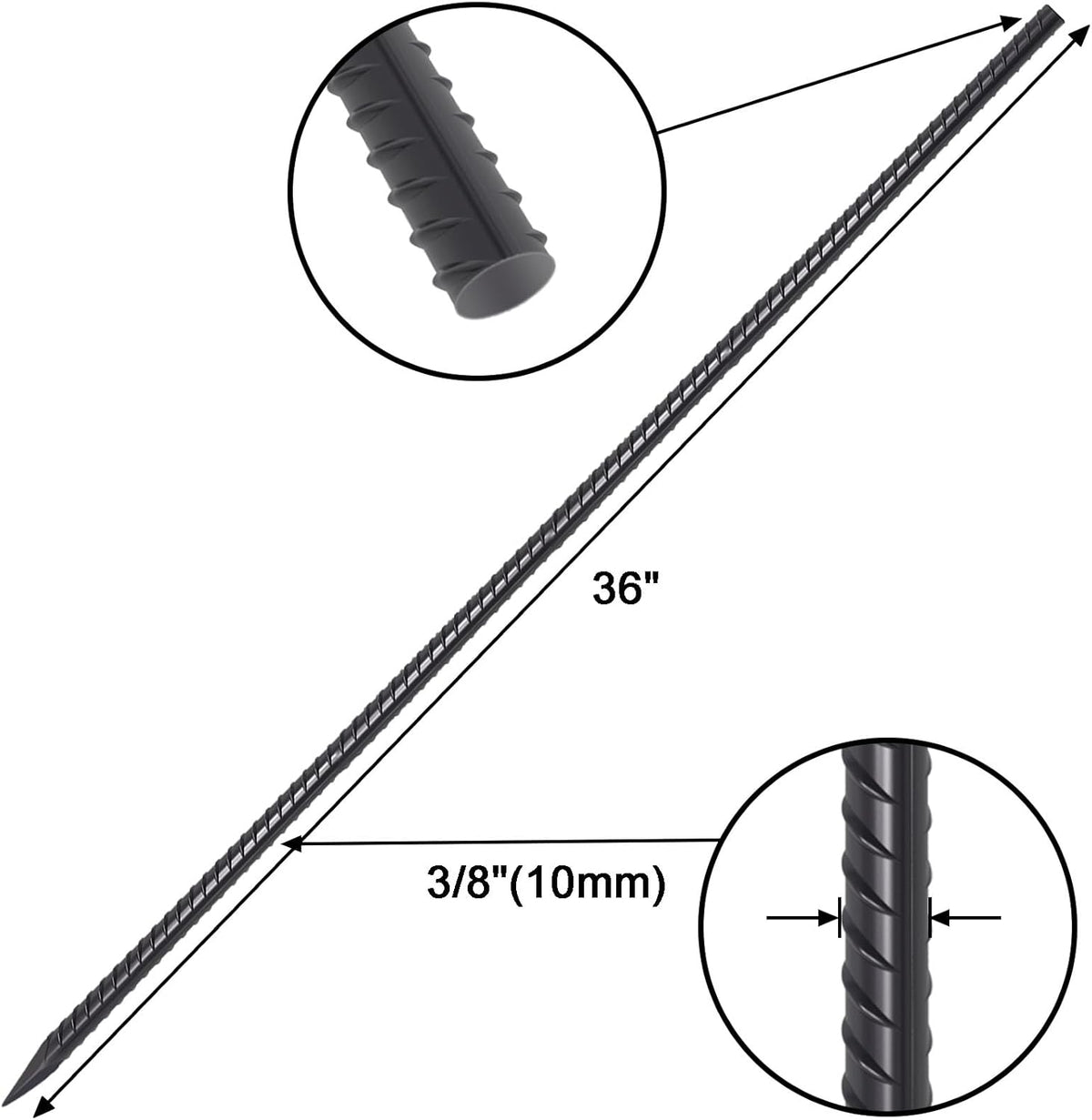 VVOKGO RebarStakes 36 Inch Ground Rebar Stakes (8 pcs), Heavy Duty Hook Ground Anchors, Steel Plant