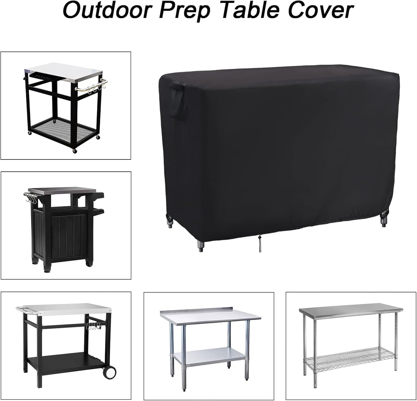 Kingling Outdoor Prep Table Cover, Waterproof Patio Table Cover Stainless Steel Table Cover