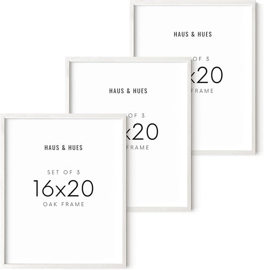 HAUS AND HUES 16x20 Frames Set of 3 - White Picture Pack Poster 16x20, Wall Frame Collage Decor 16