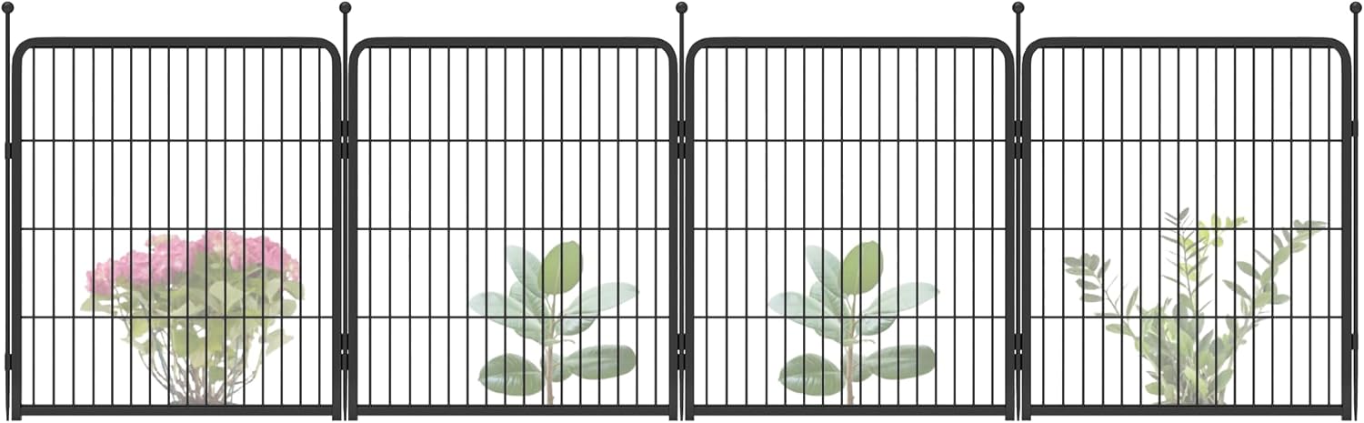 FXW Garden Fence 32in(H) x 9.0ft(L), 4 Panels Decorative Dog Fence Outdoor for The Yard – Heavy