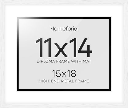 Homeforia 15x18 Diploma White Wood Frame, High End Oak 15 x 18 Certificate Frames with Mat 11 x 14