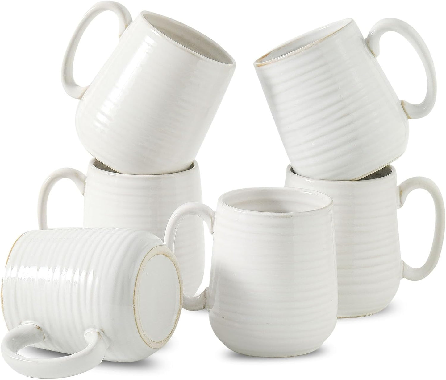 Hasense Coffee Mugs Set of 6, Ceramic Coffee Cups with Handle for Home Office, 12 Ounce Tea Cup for