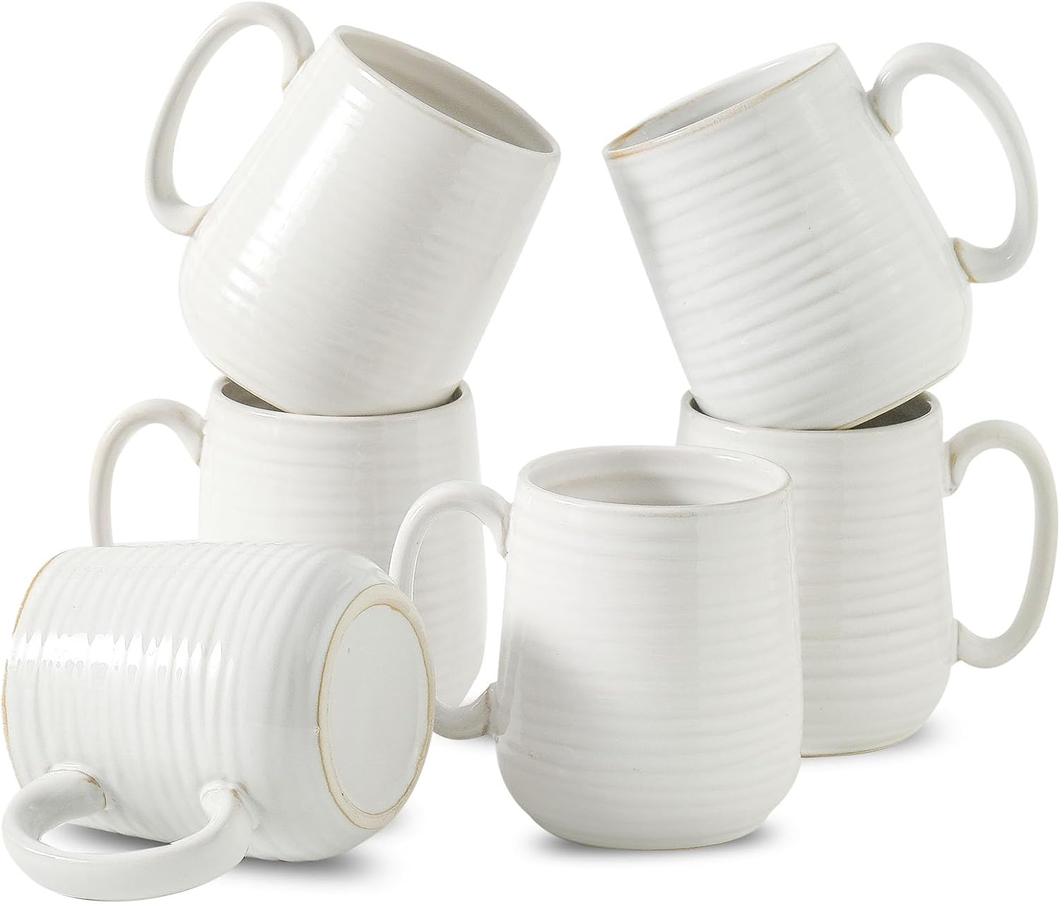 Hasense Coffee Mugs Set of 6, Ceramic Coffee Cups with Handle for Home Office, 12 Ounce Tea Cup for