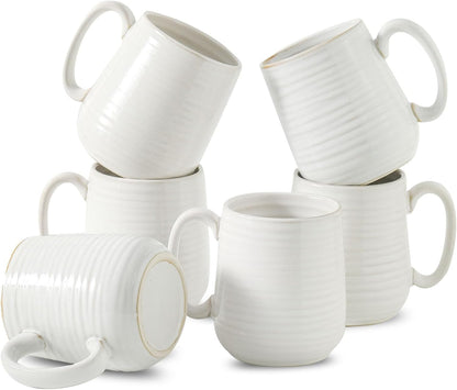 Hasense Coffee Mugs Set of 6, Ceramic Coffee Cups with Handle for Home Office, 12 Ounce Tea Cup for