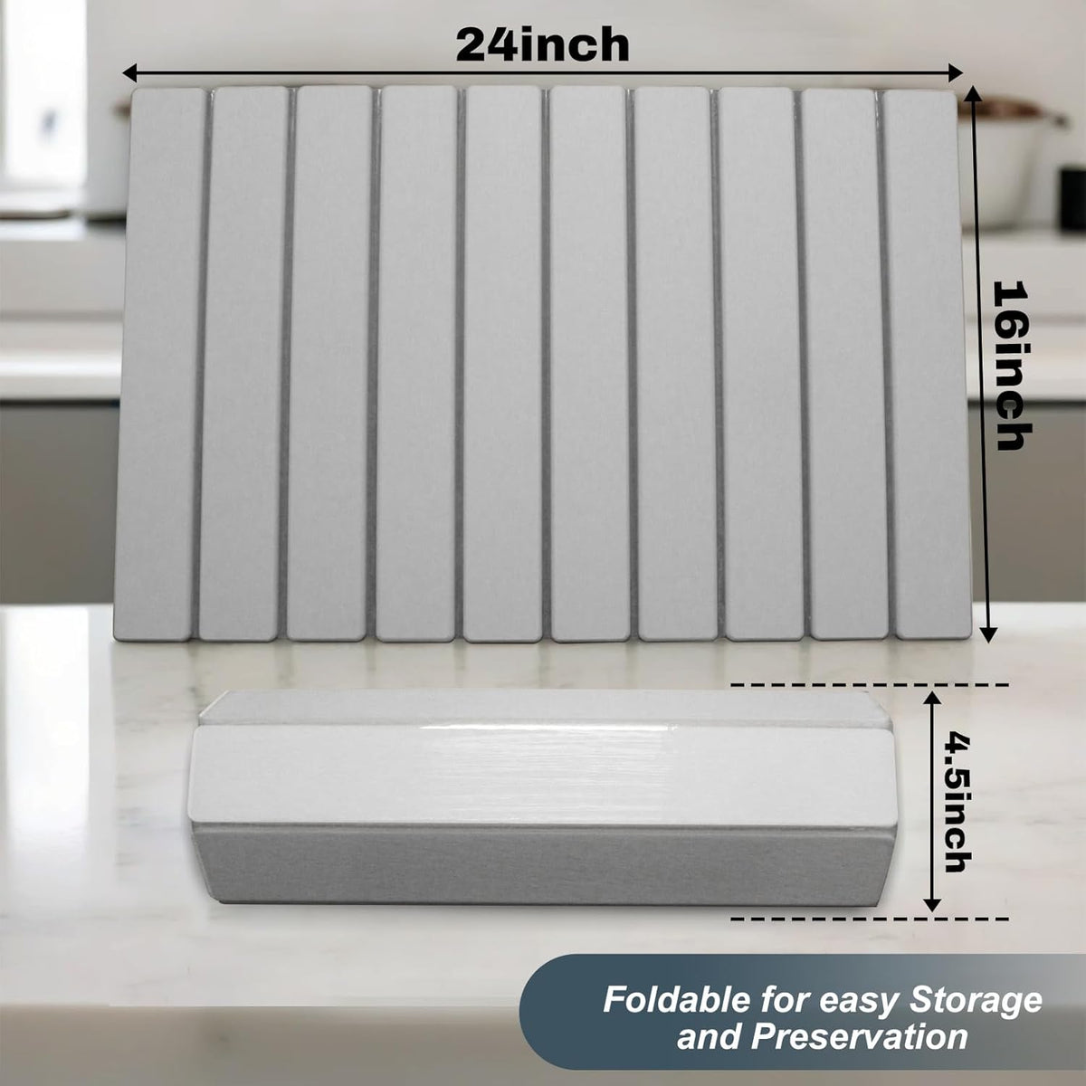 Large Stone Dish Drying Mats for Kitchen Counter, Quick Dry Absorbent Collapsible Dish Drying