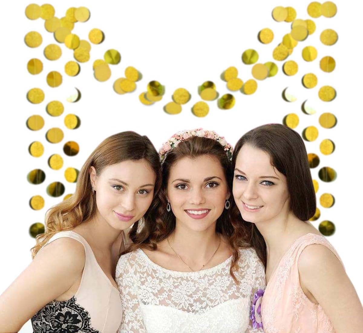 6 Pcs Glitter Gold Paper Circle Dots Garland Party Hanging Decorations Birthday Party Bachelorette