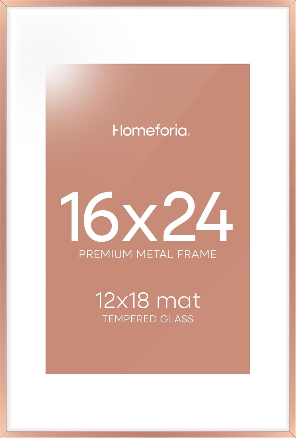 Homeforia 16x24 Picture Frame Rose Gold, High End Metal 16x24 Poster Frames with Mat 12x18 inch
