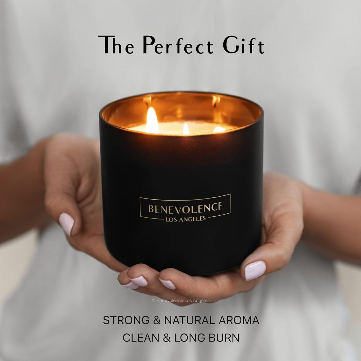 Benevolence LA 3 Wick Candle, Bergamot & Jasmine Large Scented Candle | Soy Candles | Gifts for