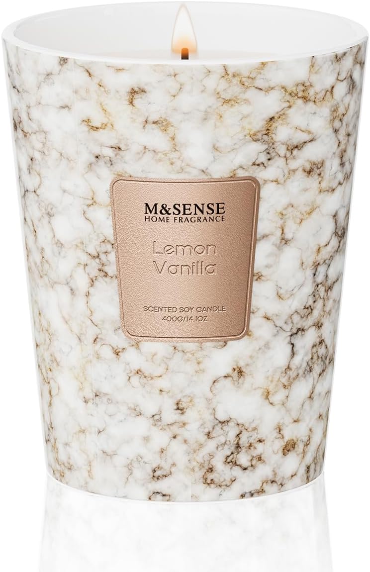 M&SENSE Sugared Lemon Zest Scented Candles for Home, Lead-free Wick Highly Scented Jar Candles
