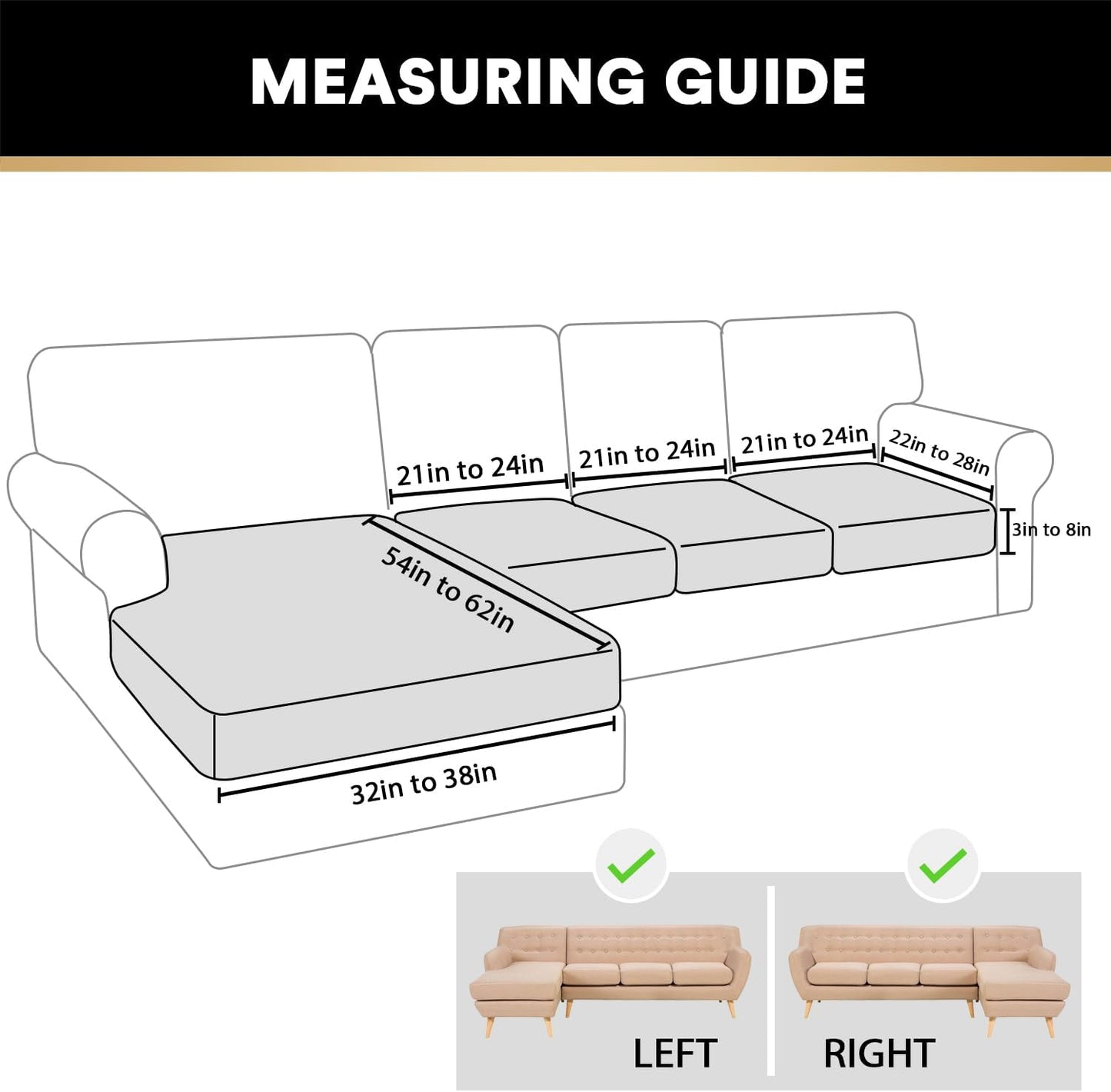 PrinceDeco Sectional Couch Covers 4 Pieces Couch Covers for Sofa Velvet Separate Couch Cover L