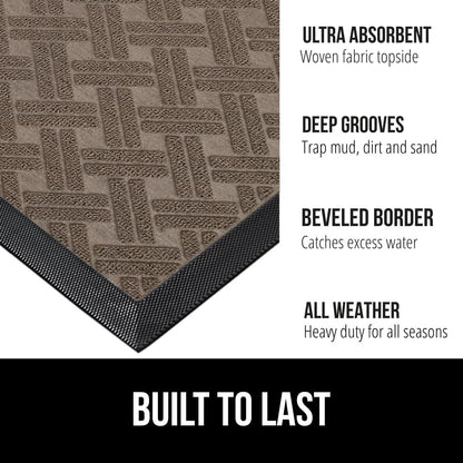GORILLA GRIP 100% Waterproof All-Season WeatherMax Doormat, 72x24, US Designed Natural Rubber