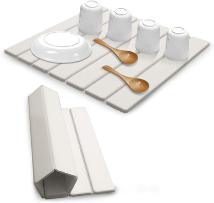 Large Stone Dish Drying Mats for Kitchen Counter, Quick Dry Absorbent Collapsible Dish Drying
