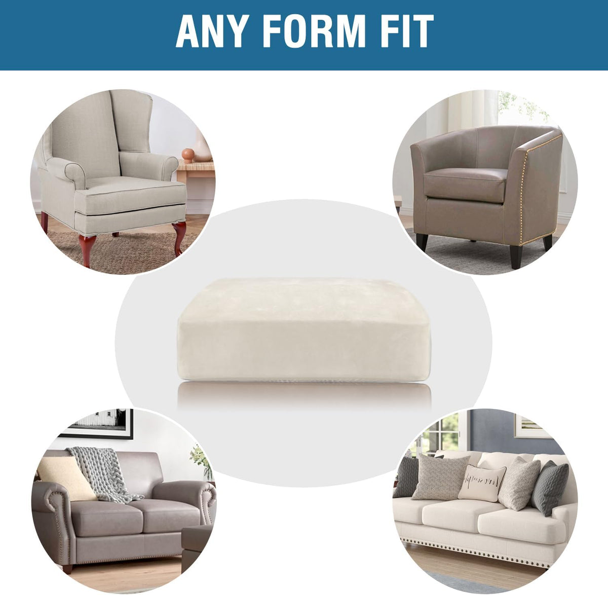 H.VERSAILTEX Velvet Stretch Couch Cushion Cover Plush Cushion Slipcover for Chair Loveseat Sofa