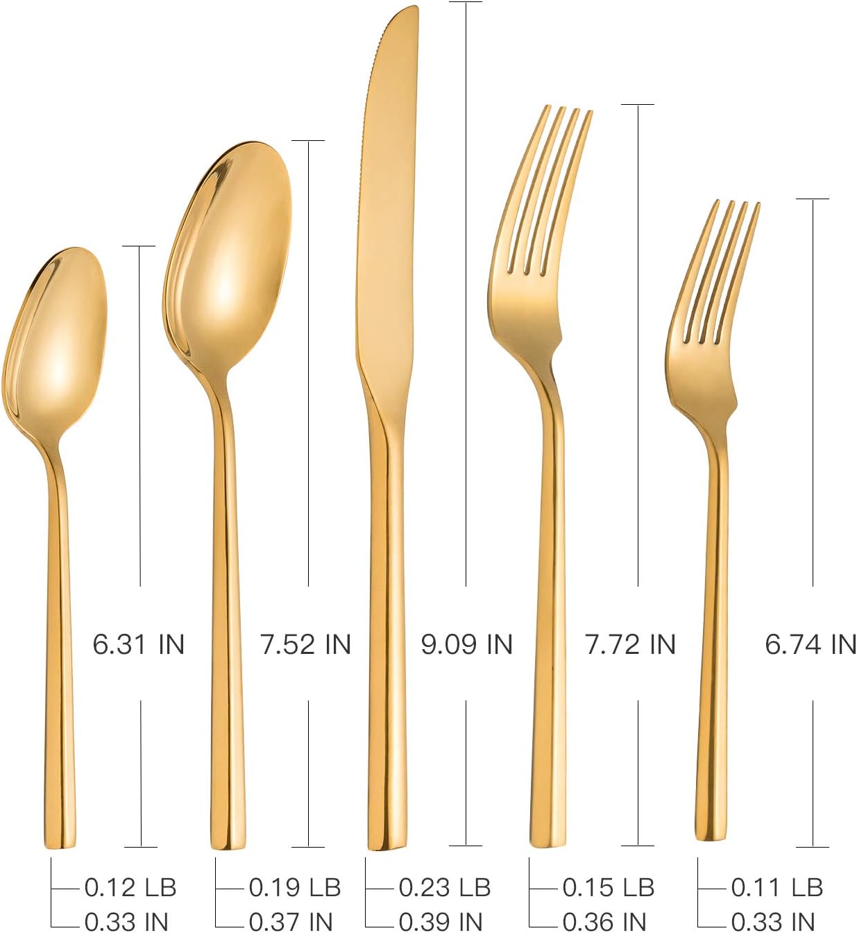 Gold Silverware Set Flatware Set Stainless Steel Cutlery Set 40 Pieces Hexagon Handle Home Kitchen