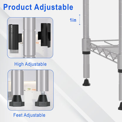 Metal Frame Storage Shelves 5-Tier Wire Shelving NSF Certified Storage Rack Shelf Heavy Duty
